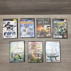 PlayStation 2 Lot Of 7 Games FIFA Dance Dance Motocross Harry Potter Jam Pack